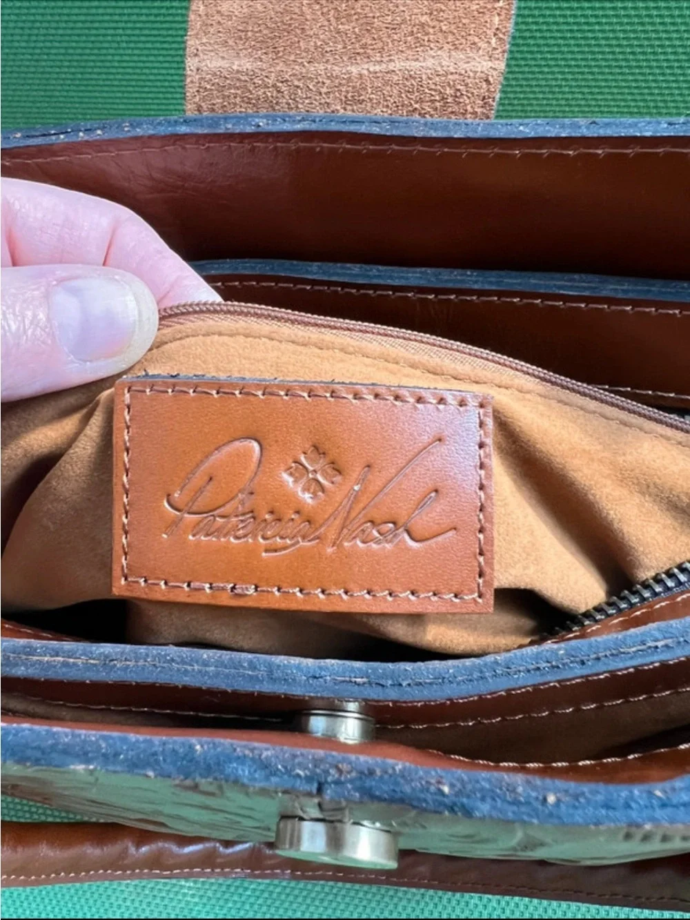 Patricia Nash Embossed Floral Satchel in Cognac